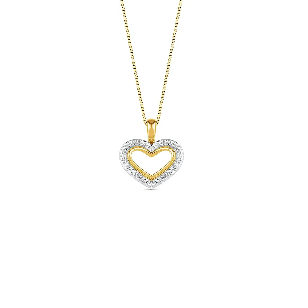 Pingente Corações em Ouro Amarelo e Ouro Branco 18k com Diamantes, 10mm — imagem 1
