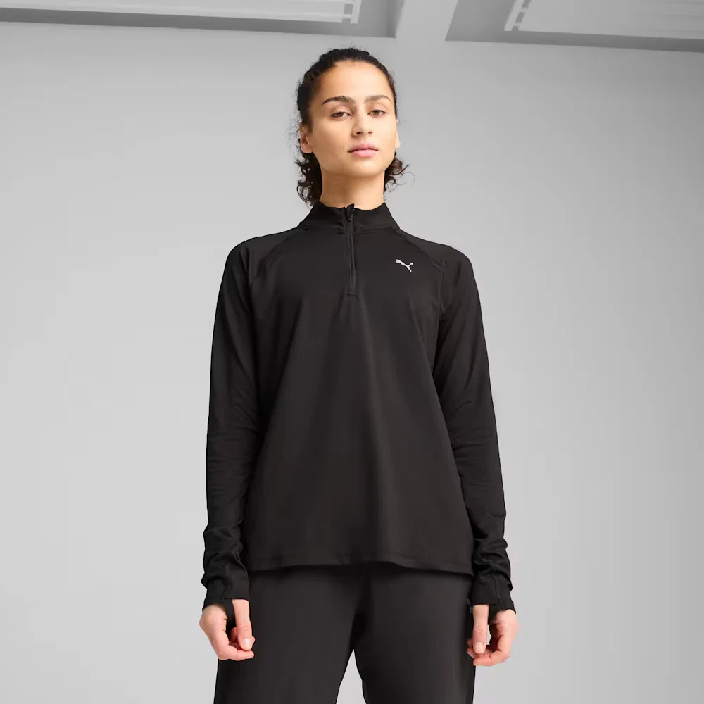 Camiseta 1/4 Zip RUN VELOCITY CLOUDSPUN Feminina