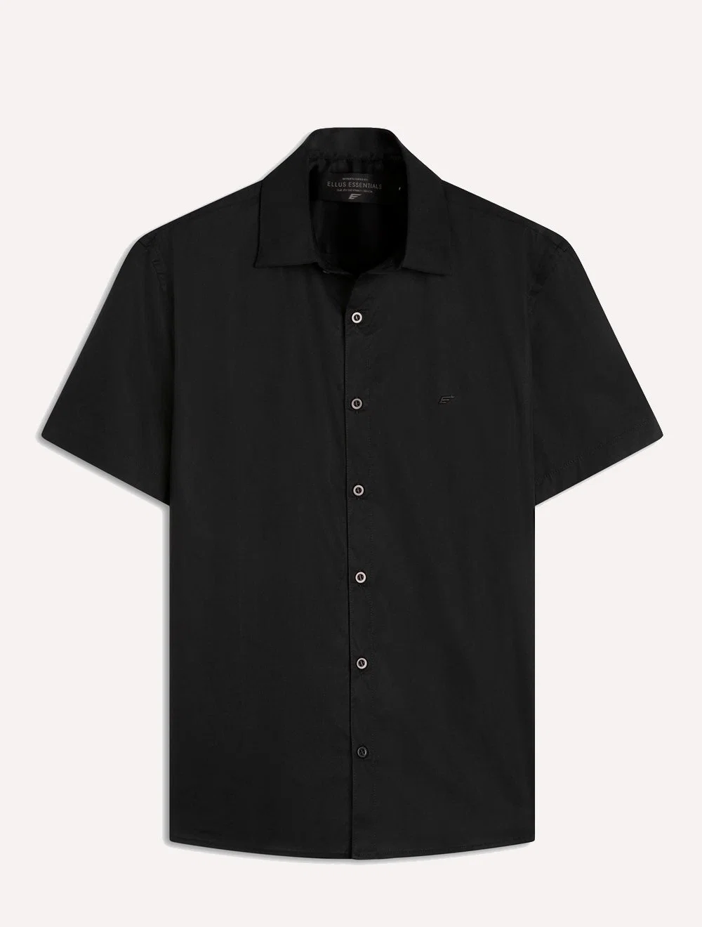 Camisa Ellus Masculina Manga Curta Tricoline LY Classic Italian Preta.