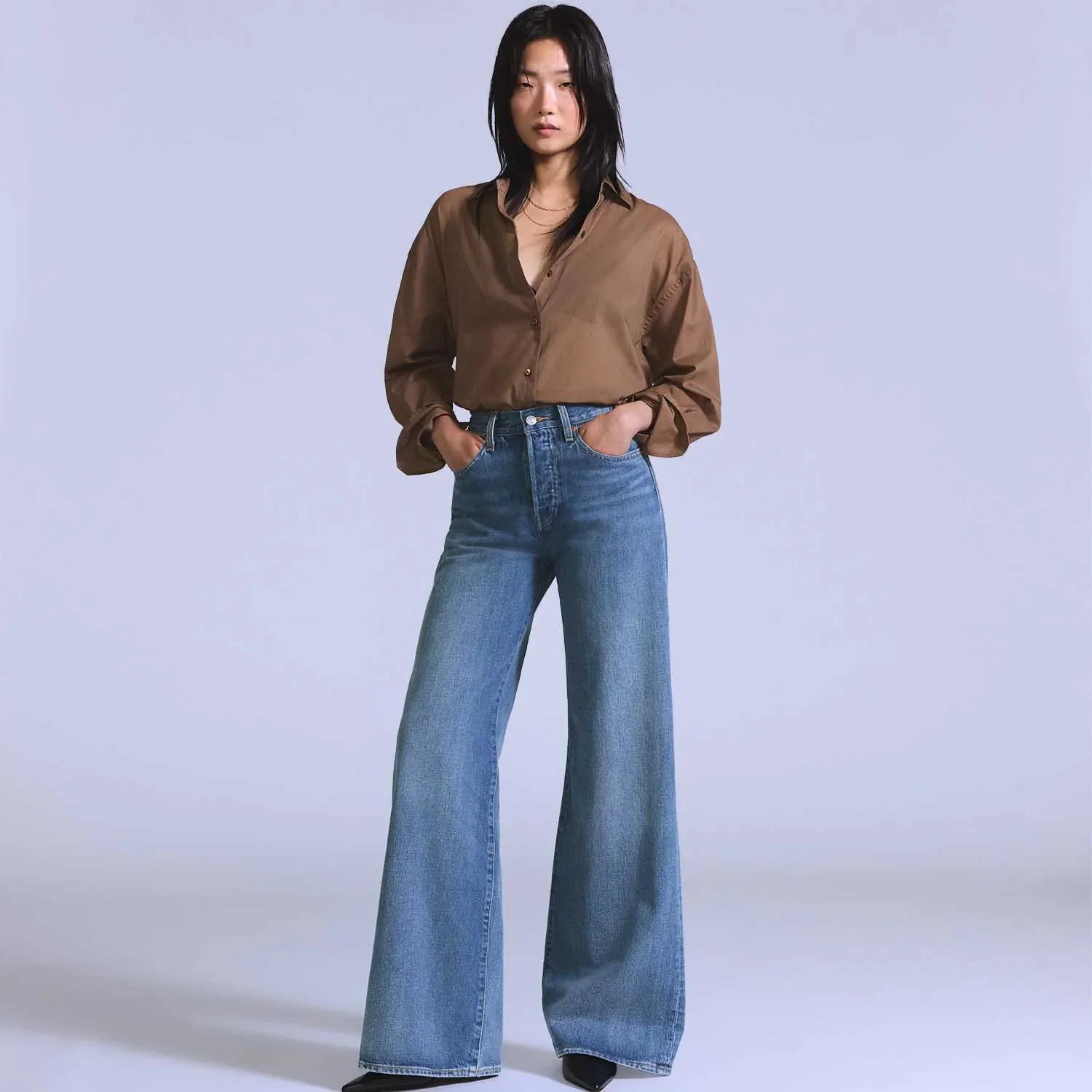 Calça Jeans Levi's® Blue Tab High Rise Flare Lavagem Clara — imagem 1
