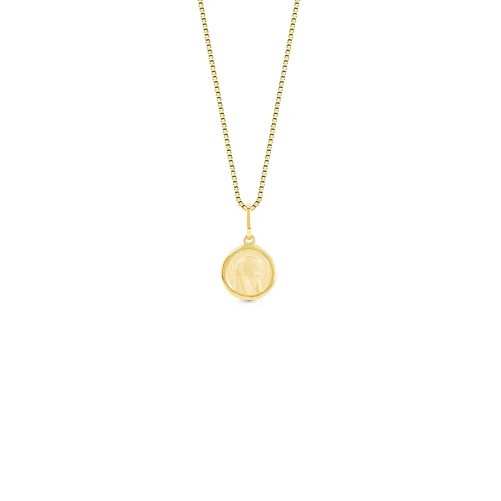 Pingente Medalha Maria Mãe de Jesus em Ouro Amarelo 18k, 15mm