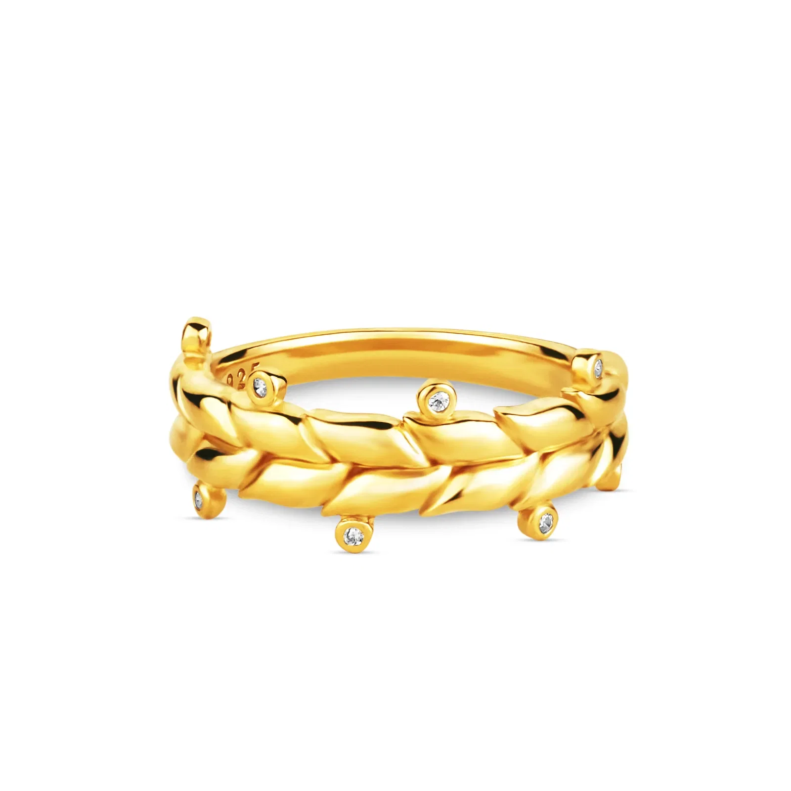 Anel Life Folhas em Prata 925 com Banho de Ouro Amarelo 18k
