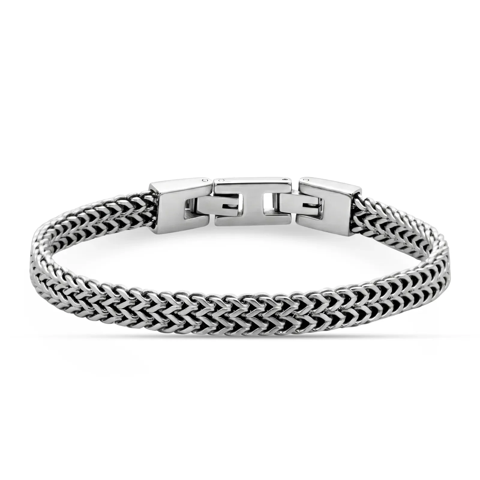 Bracelete Life Masculino em Aço Escovado e Corda Preta