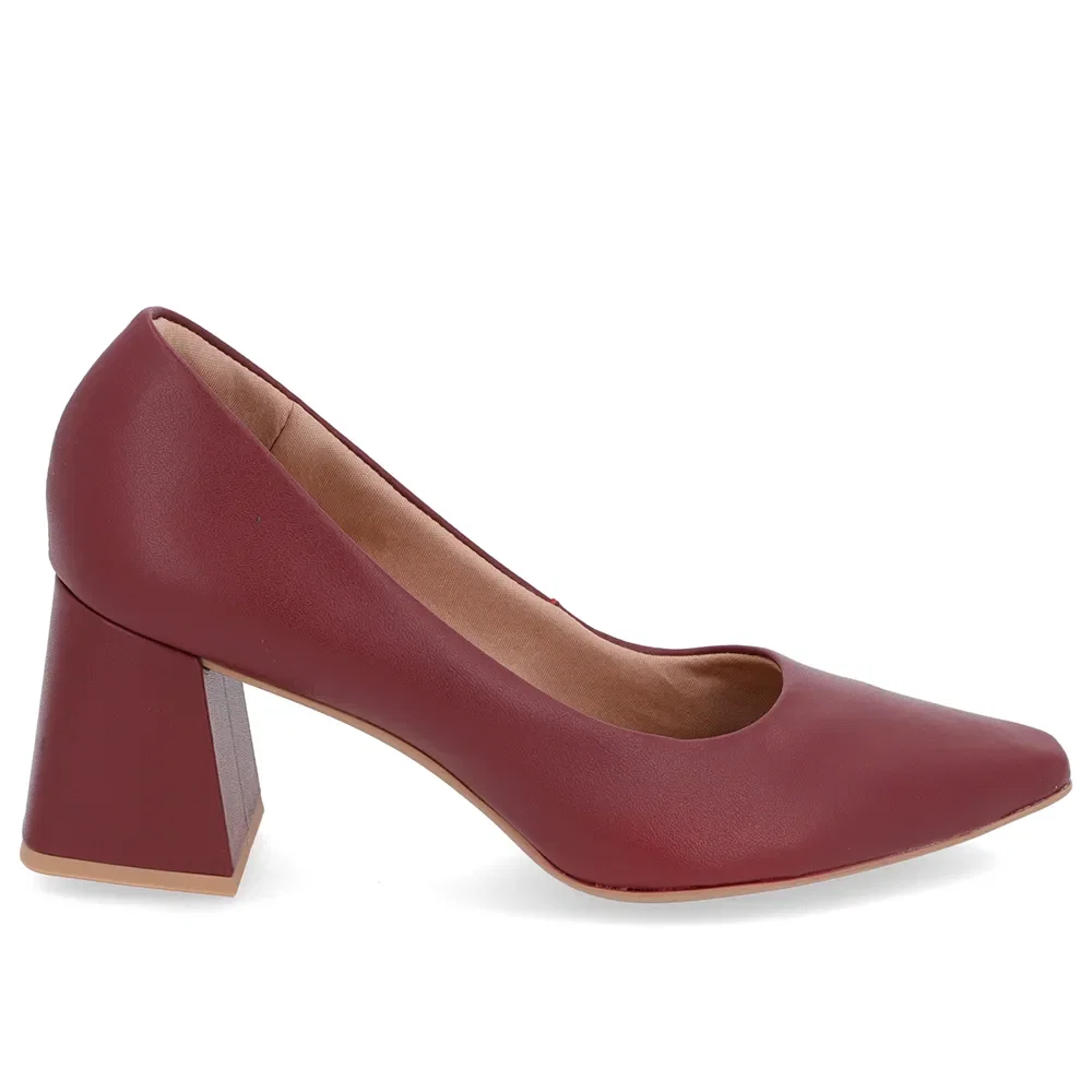 Scarpin Básico Couro Vermelho Bico Fino — imagem 1