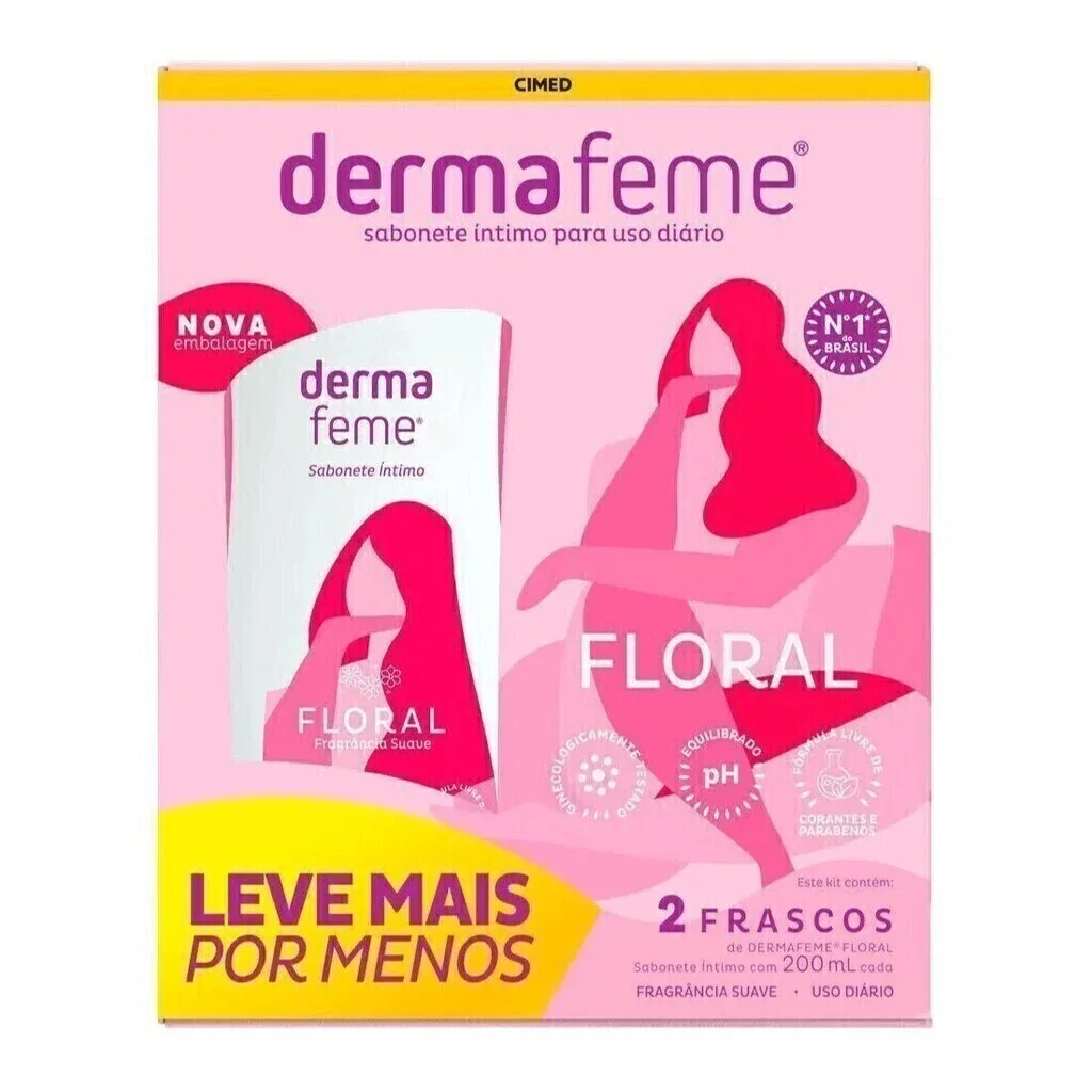 Kit Sabonete Íntimo Dermafeme Floral 200ml 2 Unidades