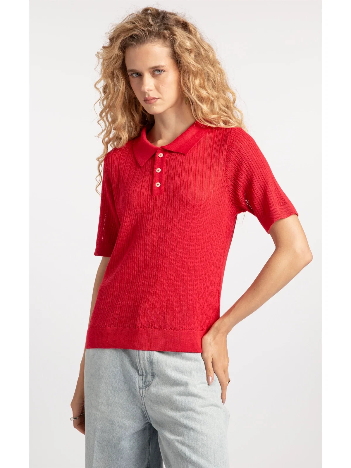 Polo Basic Knit College Vermelho