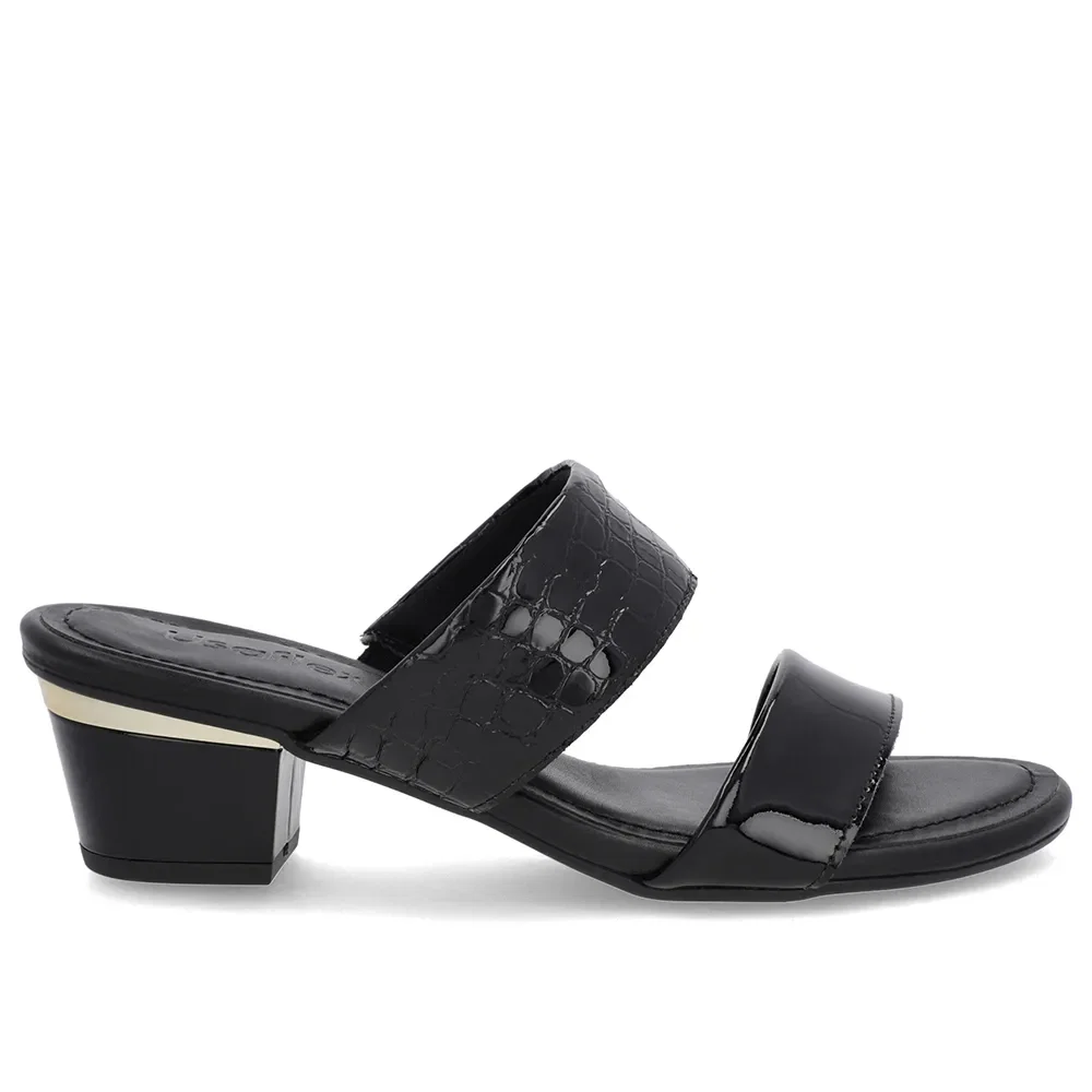 Tamanco Preto Verniz Croco Tiras — imagem 1