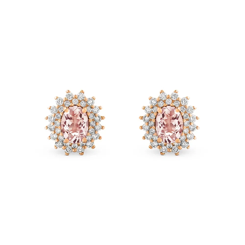 Brinco Classic em Ouro Rosé 18k com Morganita e Diamantes — imagem 1