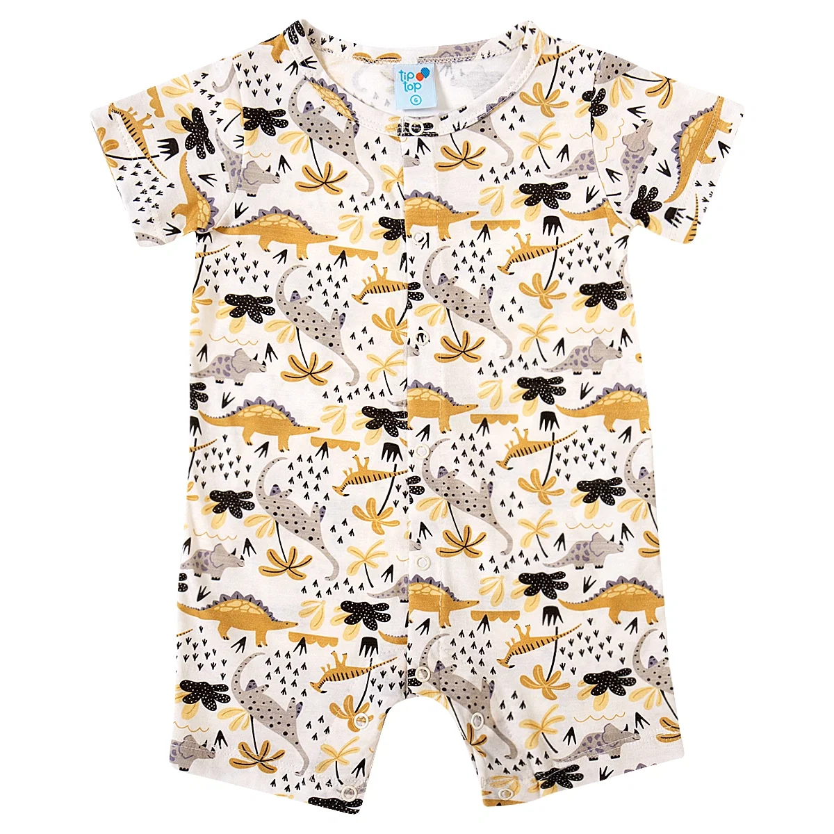 Macaquinho Bebê Dino Floresta Meia Malha Estampada Tip Top — imagem 1