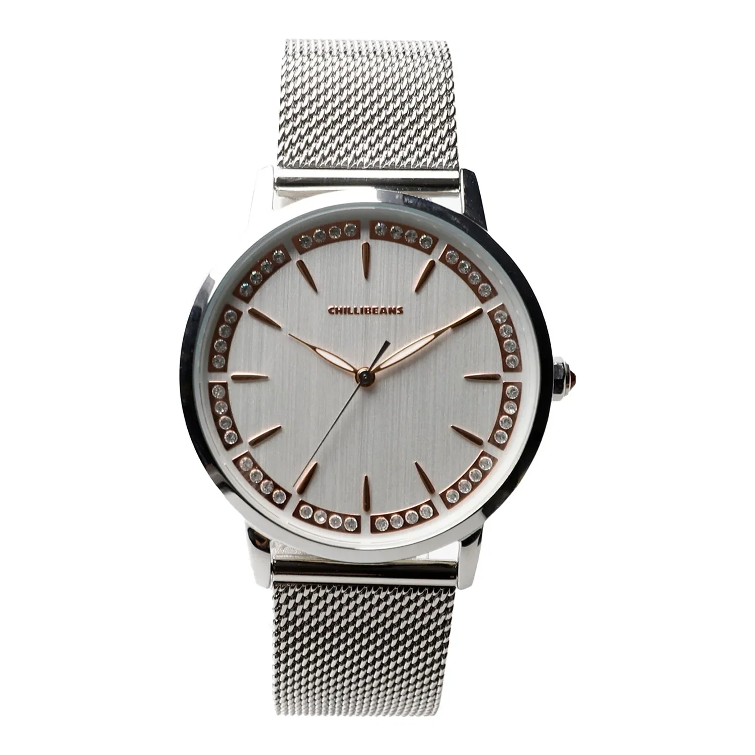 Relógio Analógico Feminino Chilli Beans Cristais Metal Prata