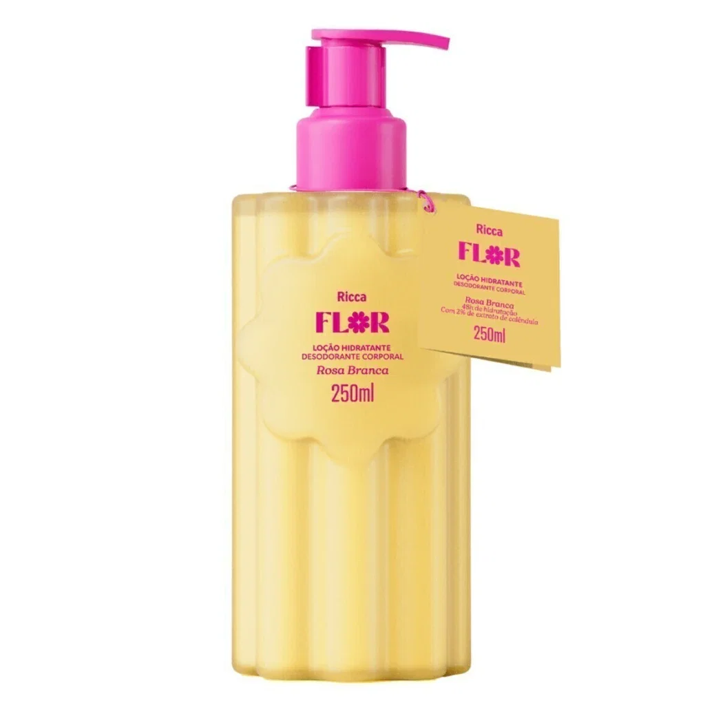 Loção Hidratante Corporal Ricca Flor Rosa Branca 250ml