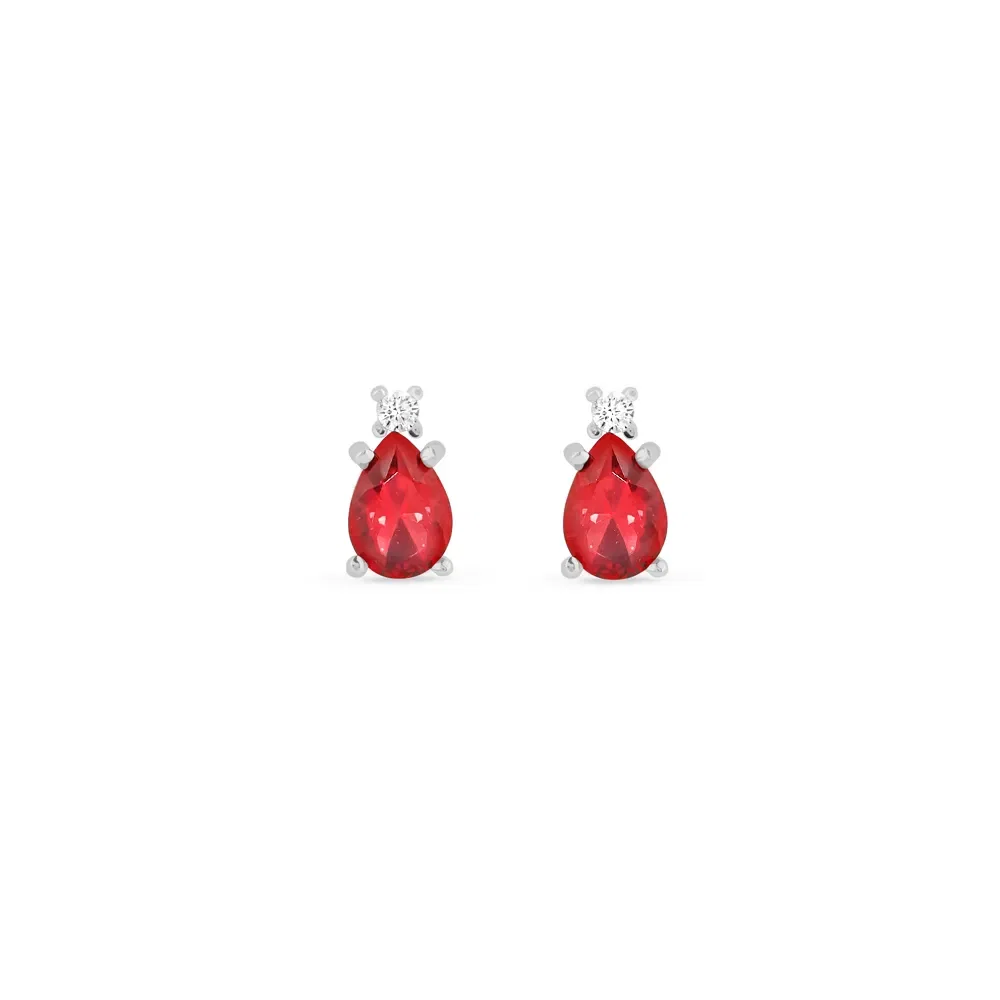 Brinco Life Special II em Prata 925 com Cristal Vermelho e Pedra Incolor