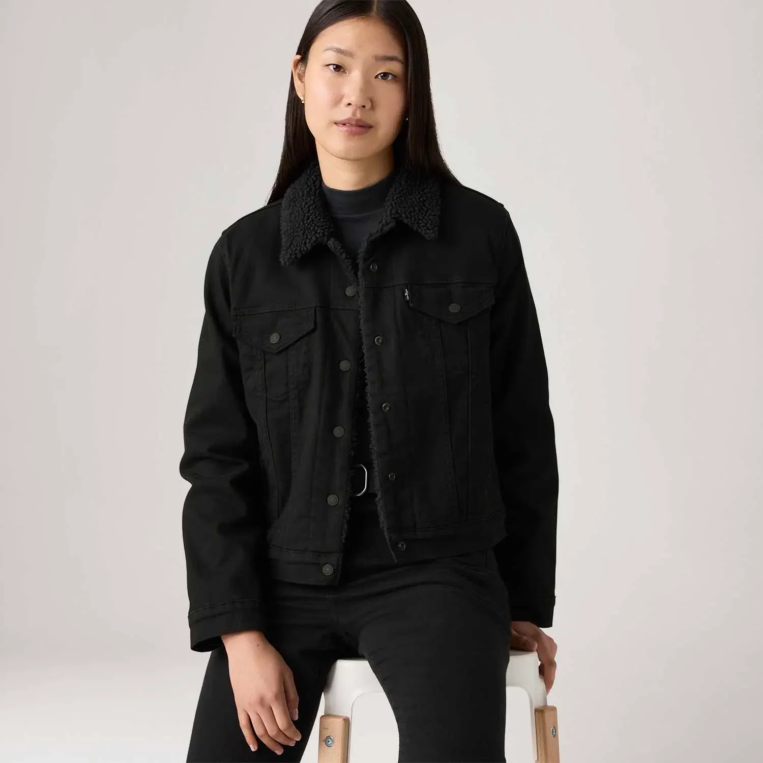 Jaqueta Jeans Levi's® Sherpa Original Preta — imagem 1