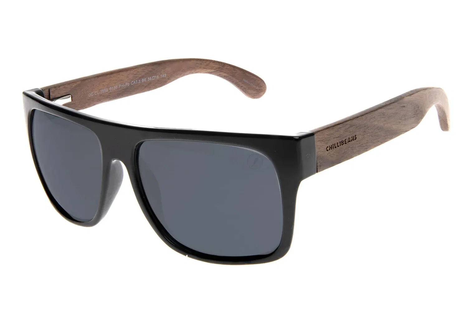 Óculos de Sol Masculino Chilli Beans Clássicos Bambu Polarizado Preto — imagem 1