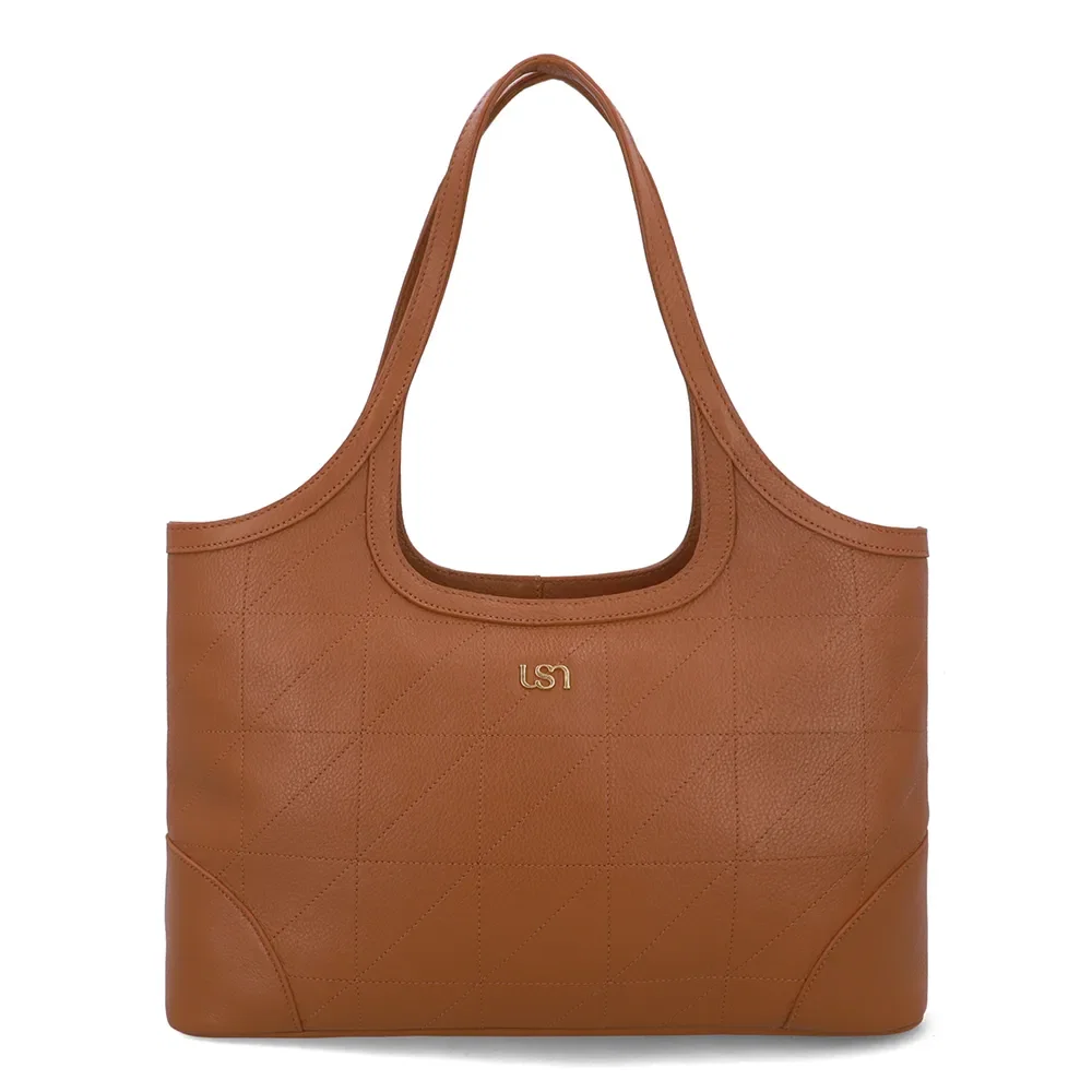 Bolsa Shopper Couro Marrom Matelassê