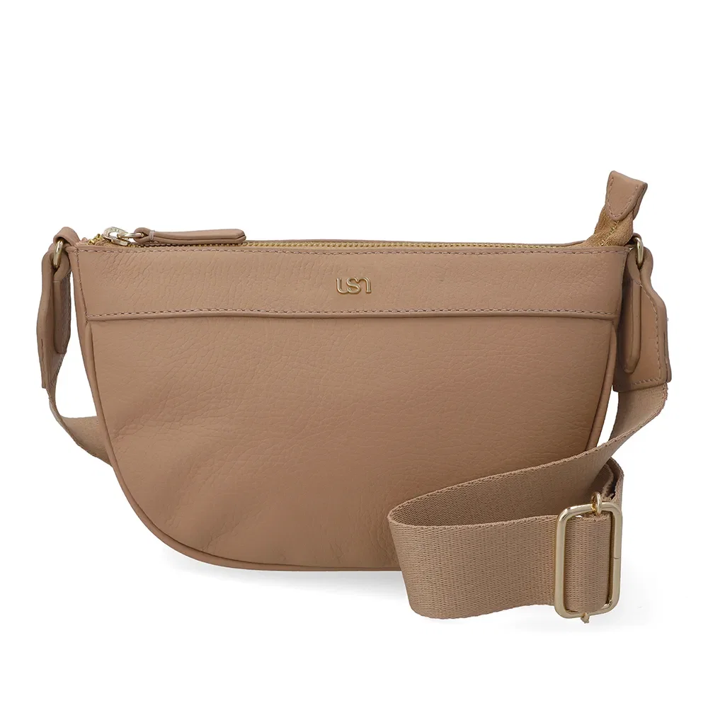 Bolsa Tiracolo Couro Bege
