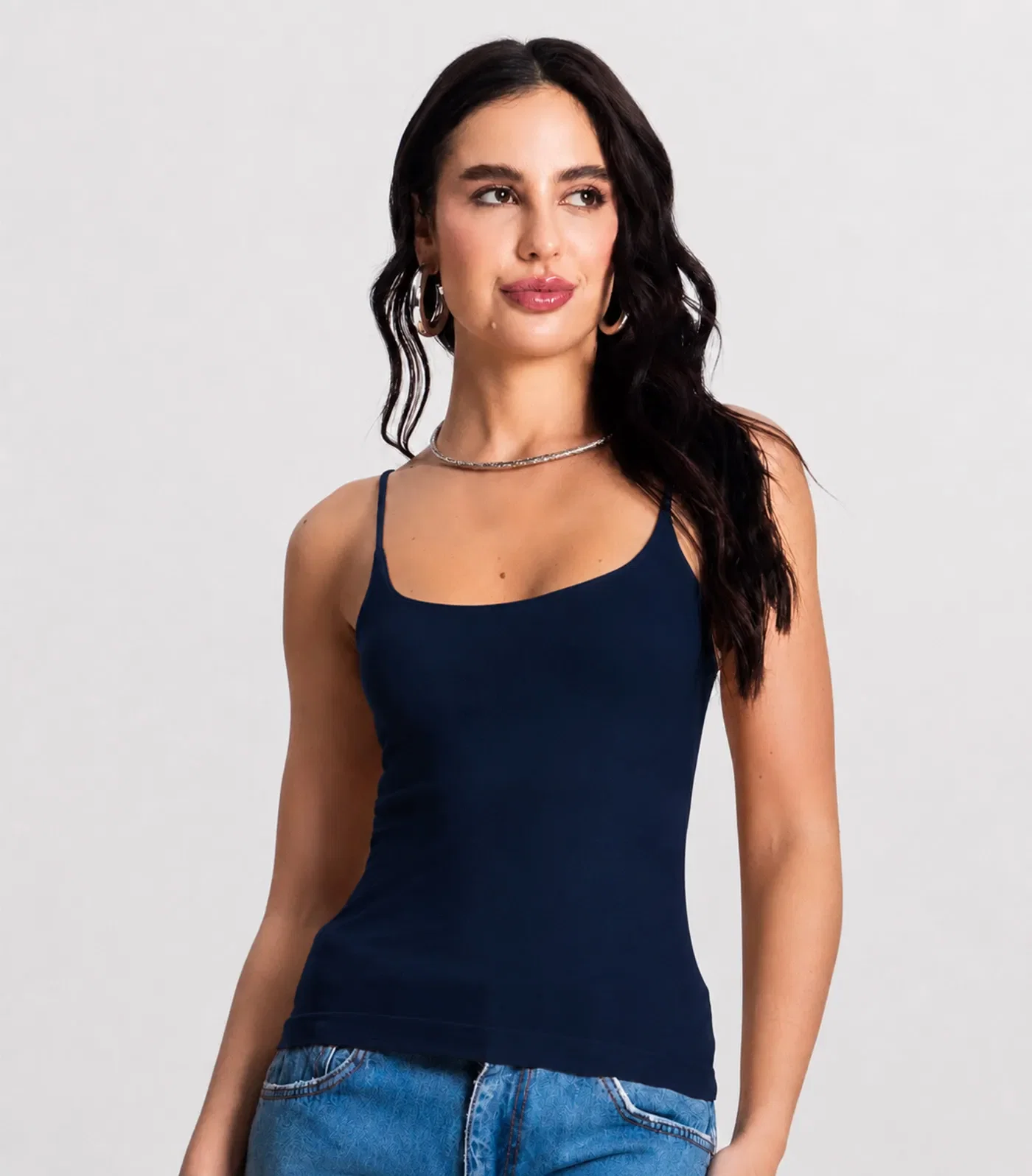 Blusa Feminina De Alça Poliamida Style Box Azul