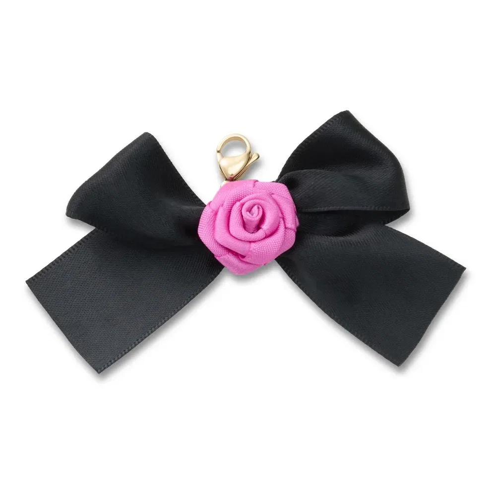 Pingente de Roseta Com Laço Preto