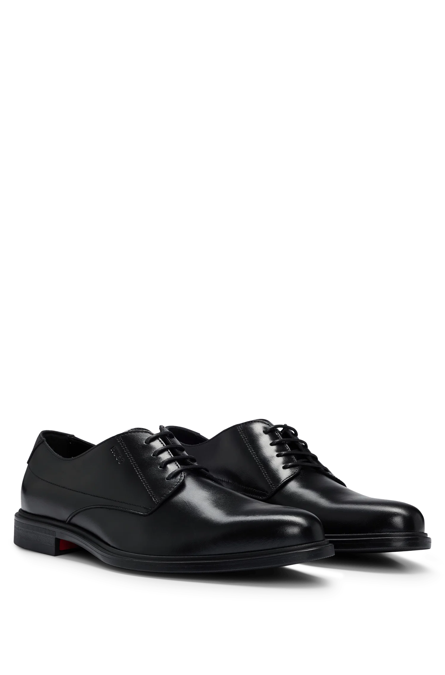 Sapatos Derby Em Couro Nappa Com Logo Em Relevo