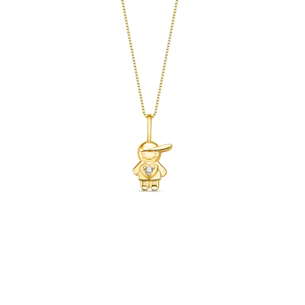 Pingente Menino em Ouro Amarelo 18k com Diamante, 9.5mm — imagem 1