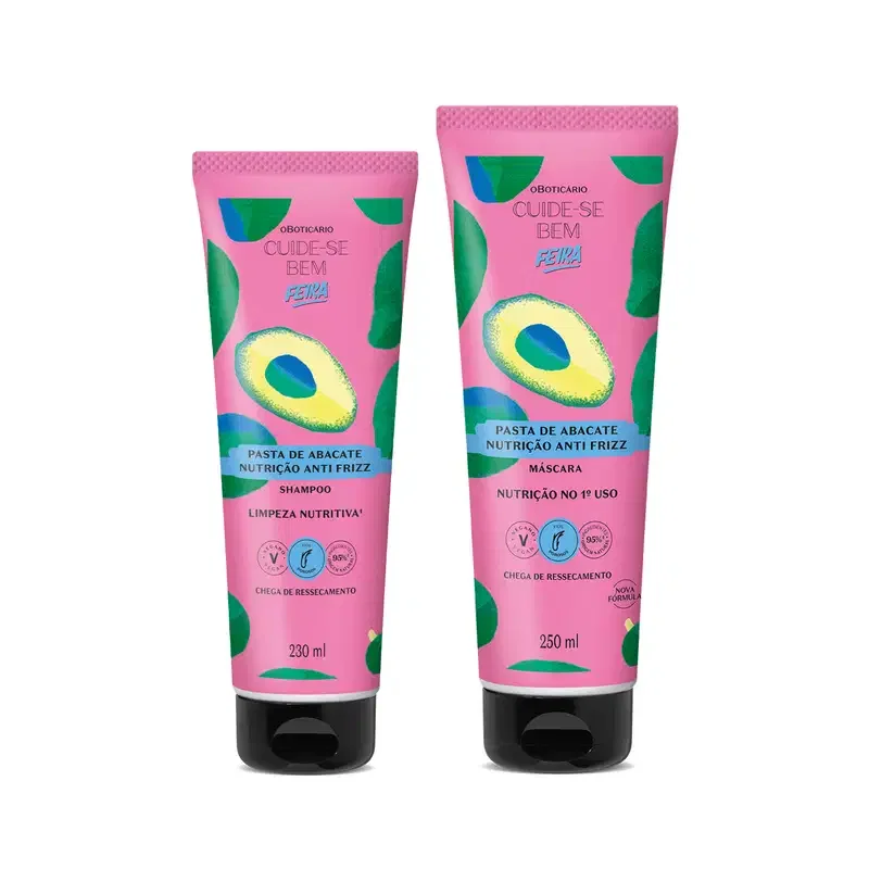 Combo Cuide-se Bem Feira Pasta de Abacate: Shampoo 230ml + Máscara Capilar 250ml