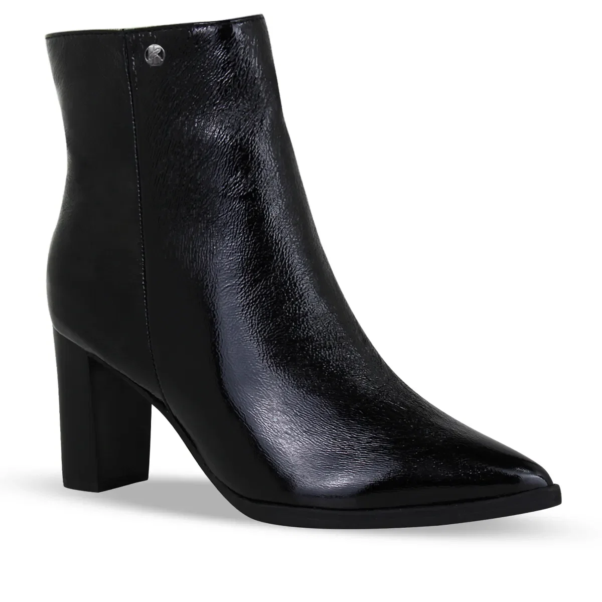 Bota Cano Baixo Couro Verniz Flash Preto — imagem 1