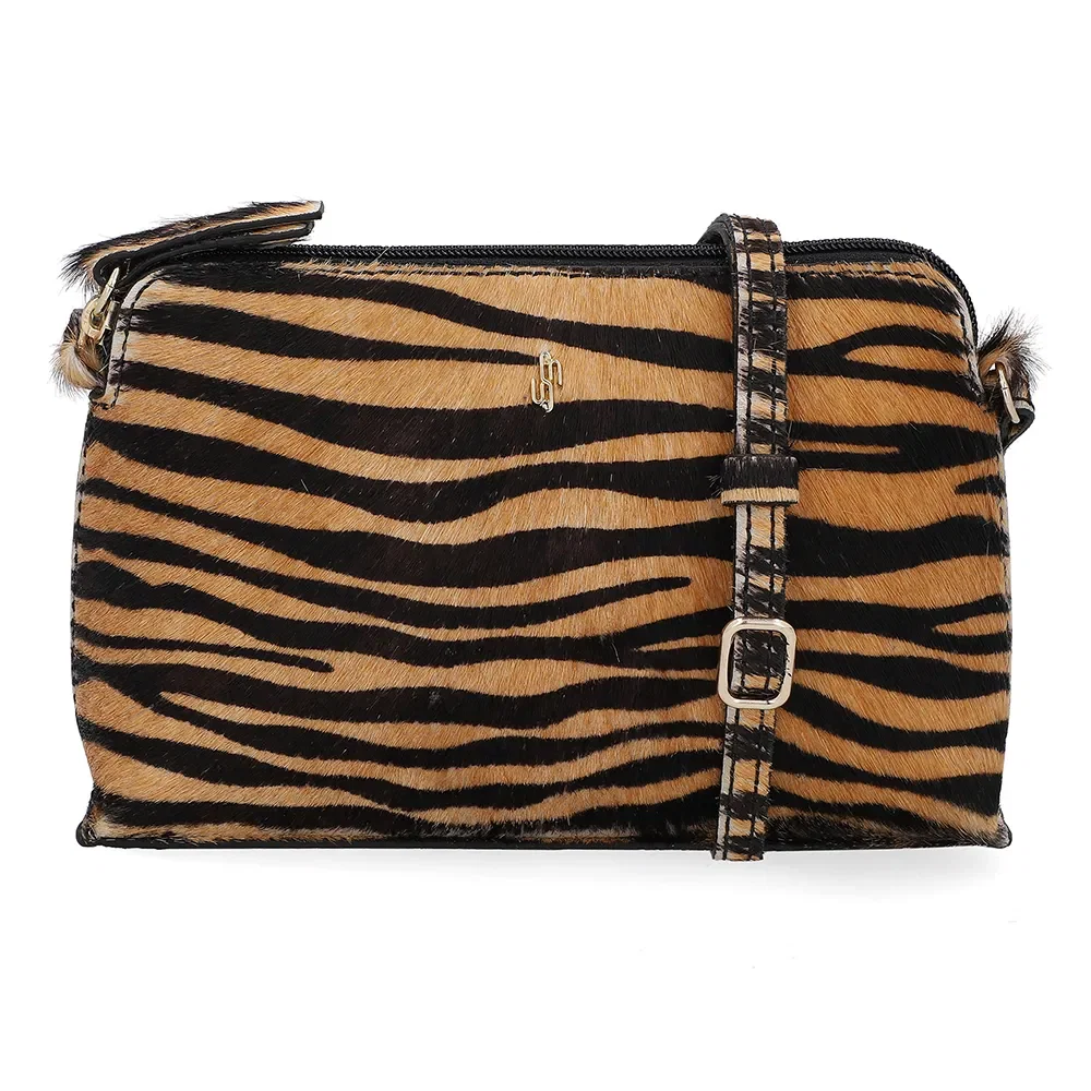 Bolsa Tiracolo Couro Pêlo Tigre — imagem 1