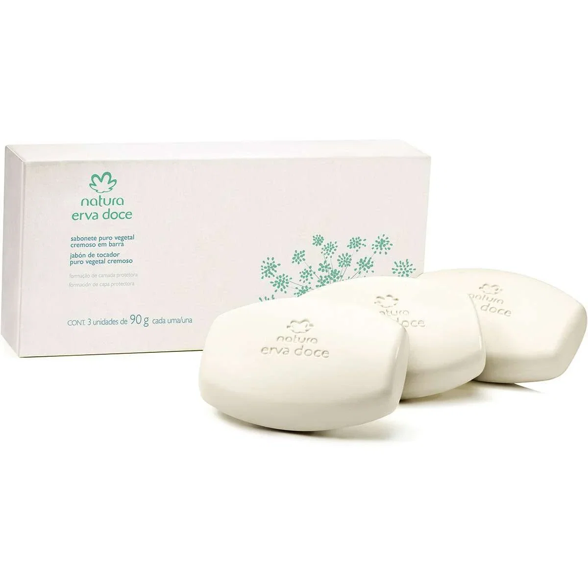 Sabonete Puro Vegetal Cremoso Erva Doce 3 un de 90 g cada