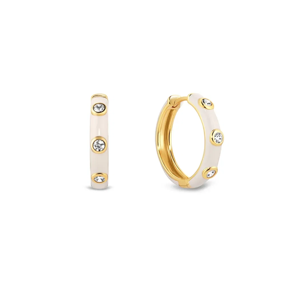 Argola Life Joyful em Prata 925 com Banho de Ouro Amarelo 18k e Pedras Incolores, 20mm — imagem 1