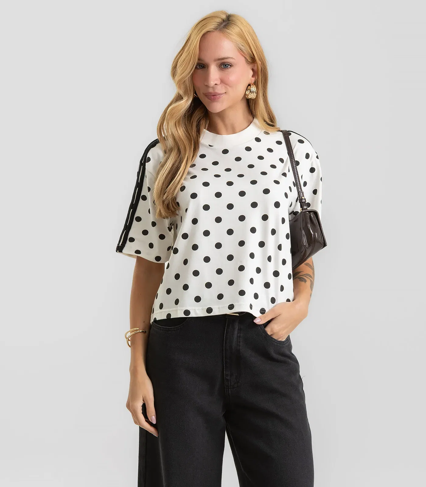 Blusa Feminina com Estampa em Poá Dianna Bege