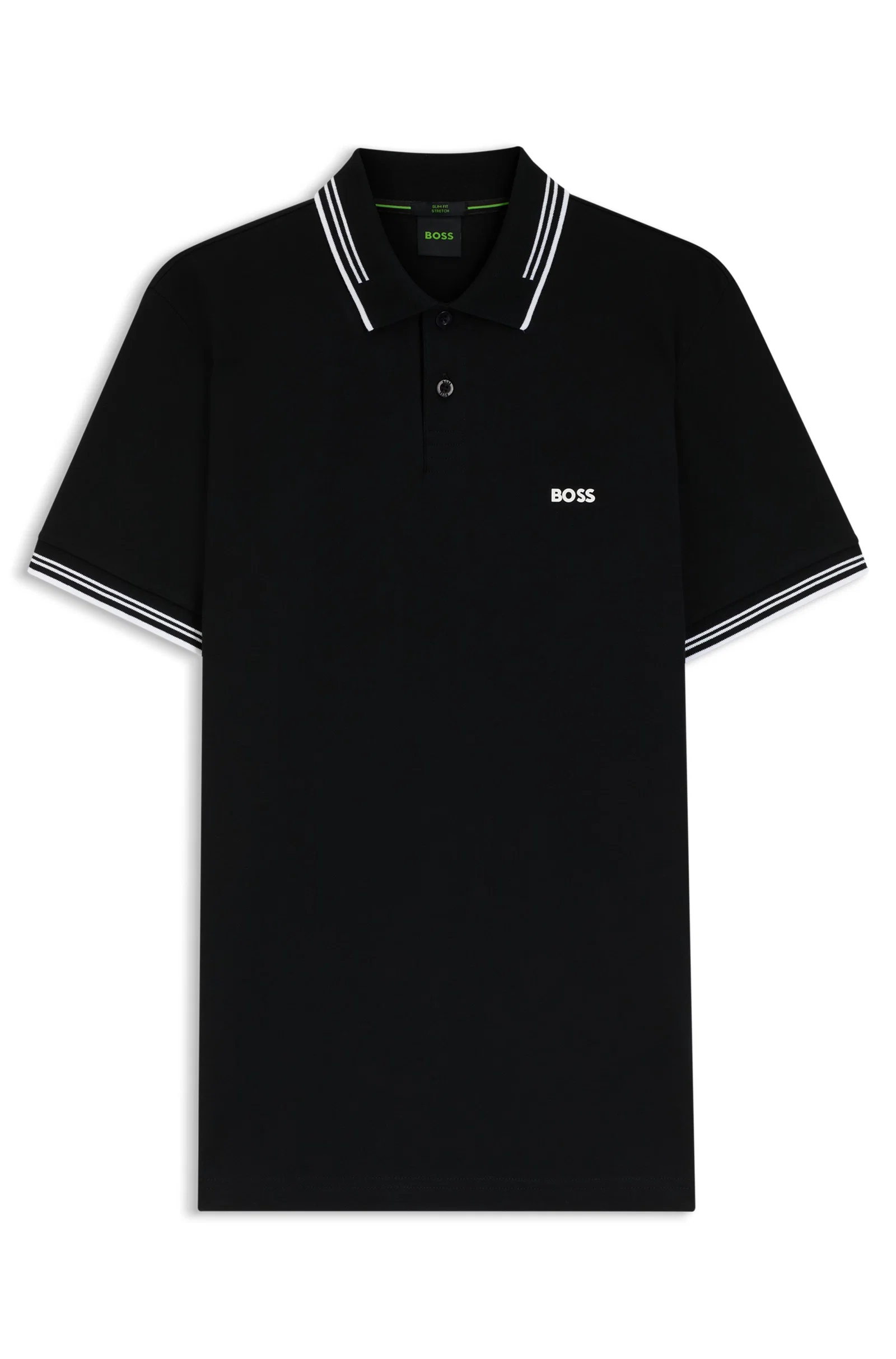 Polo Slim Fit Em Algodão Elástico Com Marca
