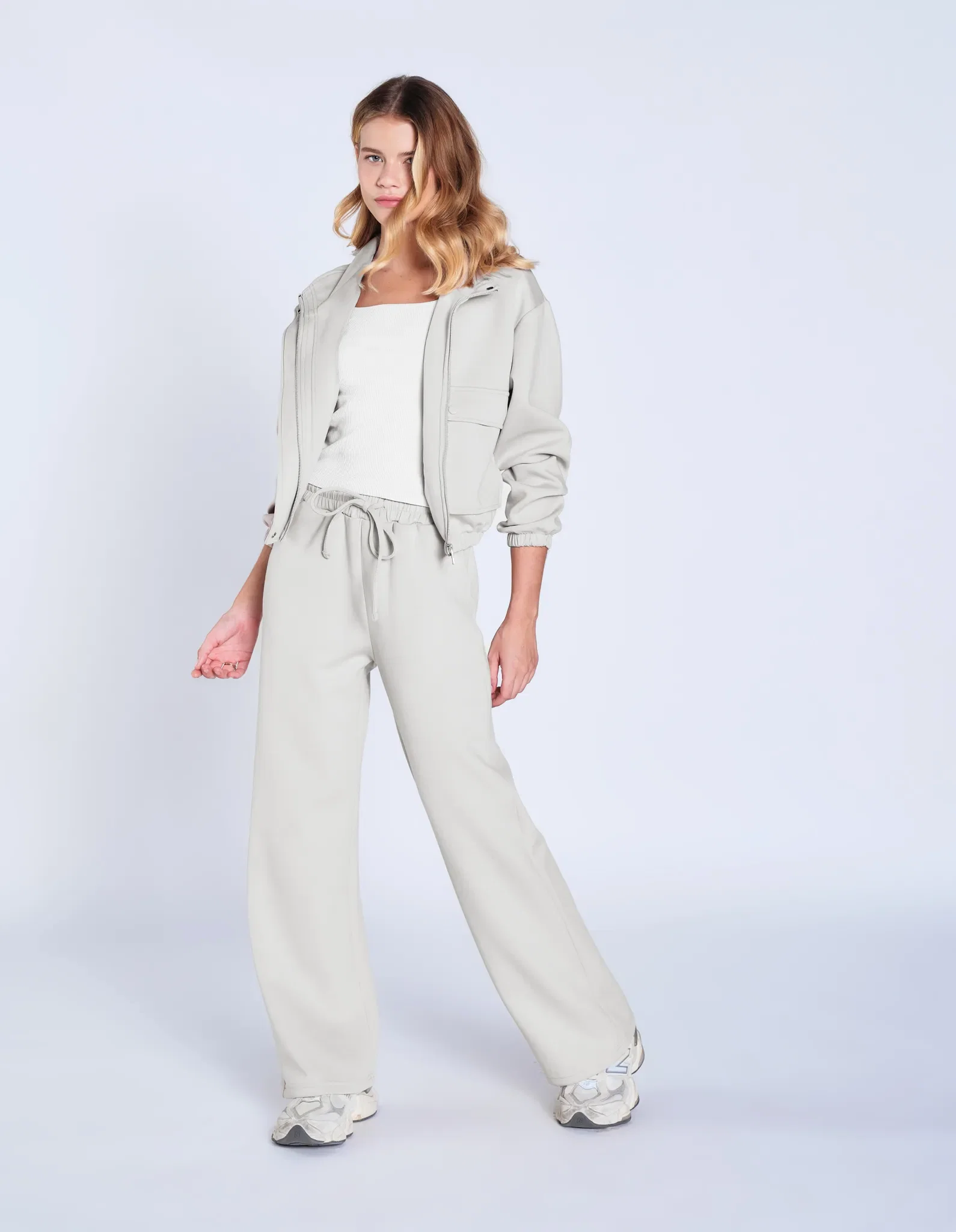Calça Pantalona Neoprene Cós Elástico - Off White — imagem 1