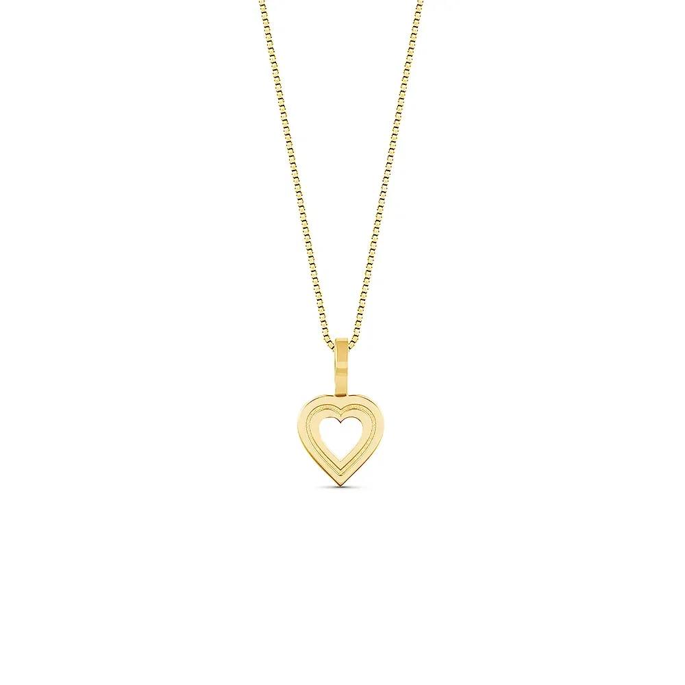 Pingente Medalha Coração em Ouro Amarelo 18k, 14.5mm