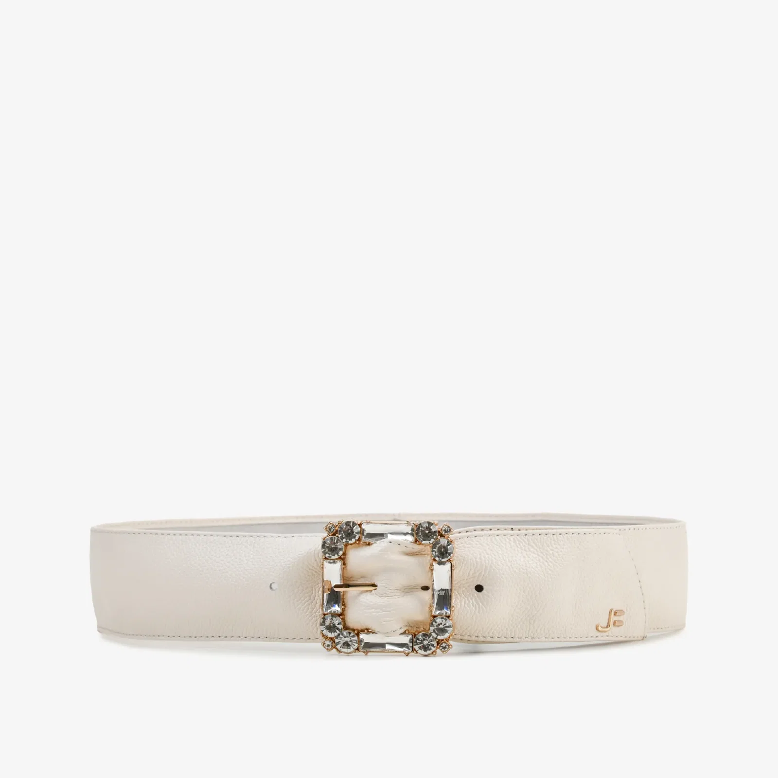 Cinto Largo Off White Algodão Couro