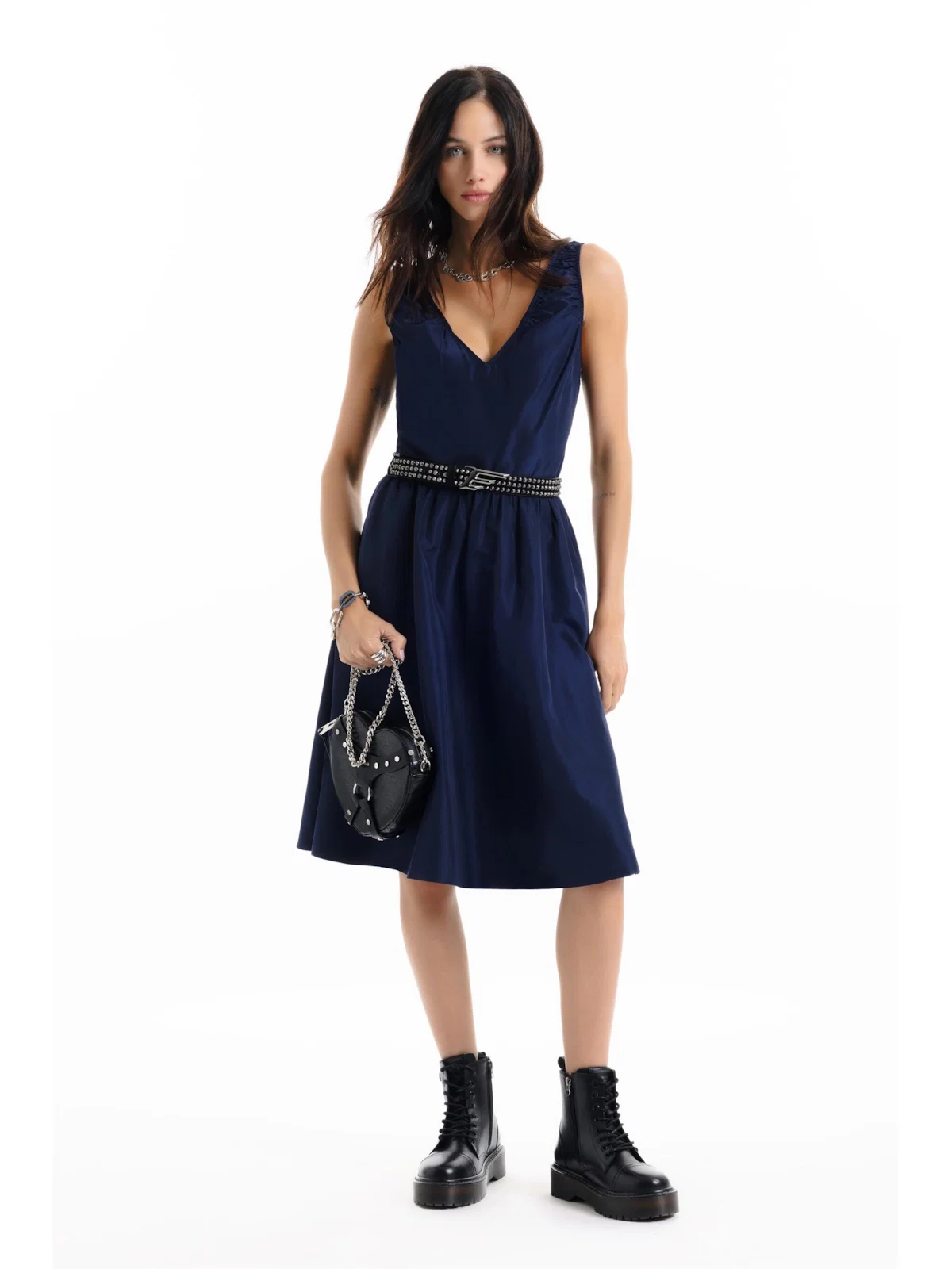 Vestido Memory Style Neckline Long Purple Blue