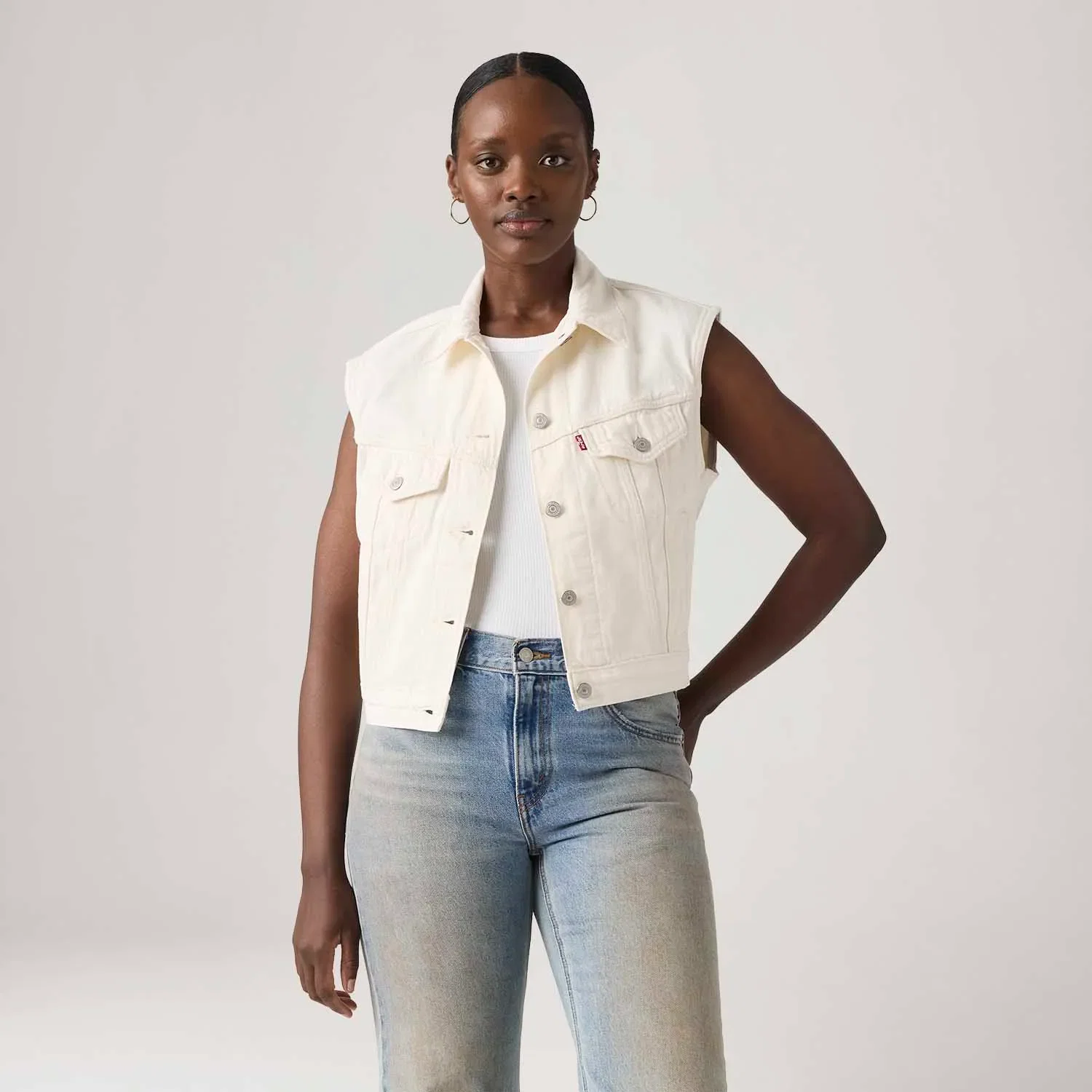 Colete Jeans Levi's® Shrunken 90's Off White — imagem 1