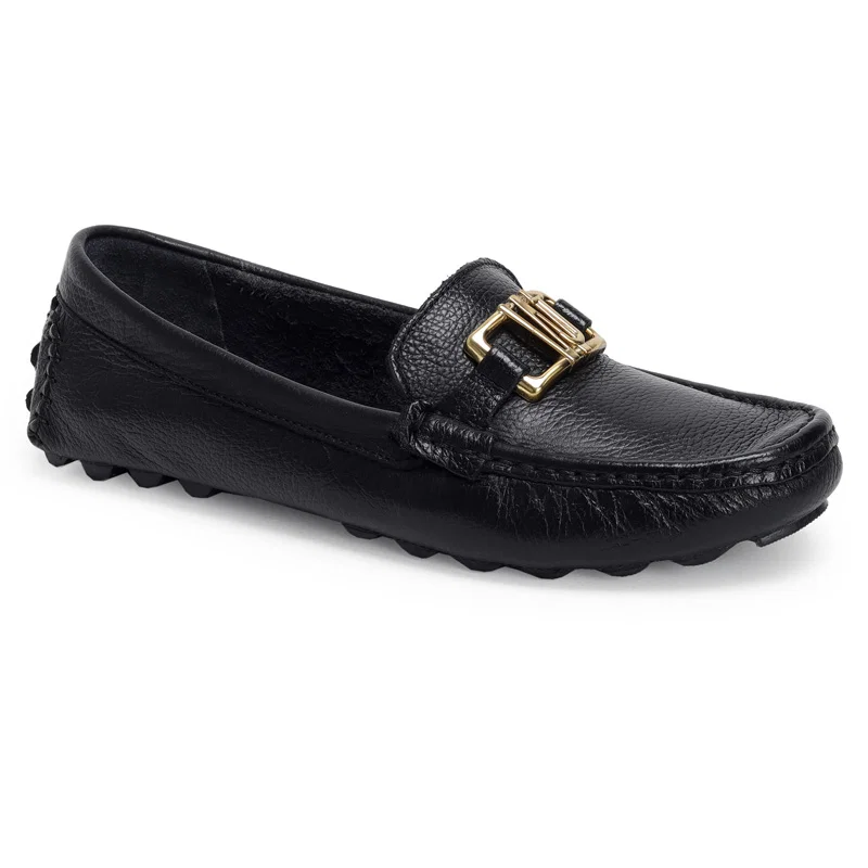 Mocassim Couro Com Metal Wj