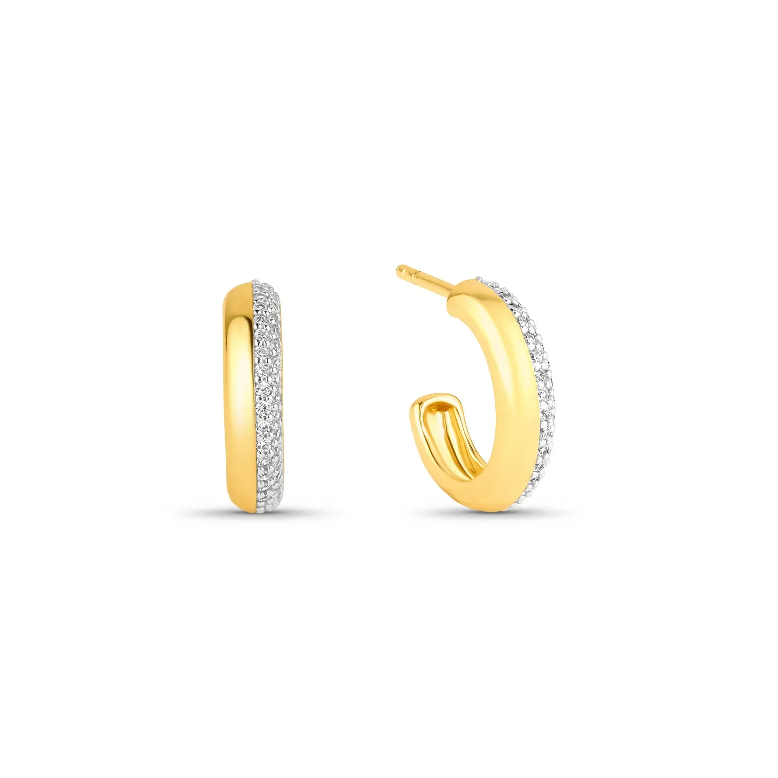 Argola Life Luxe em Prata 925 com Banho de Ouro Amarelo 18k com Pedras Incolores, 15 mm — imagem 1
