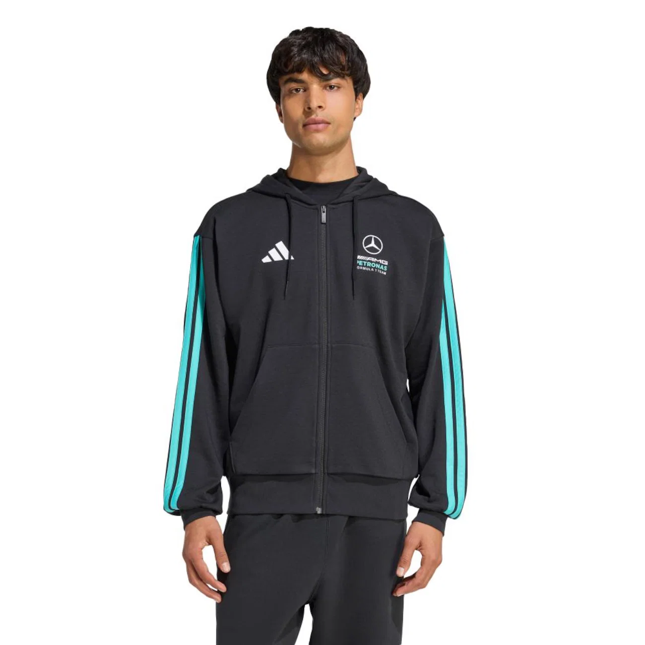 Blusão com Capuz Adidas Zíper Mercedes - AMG Petronas F1 Team DNA Masculino