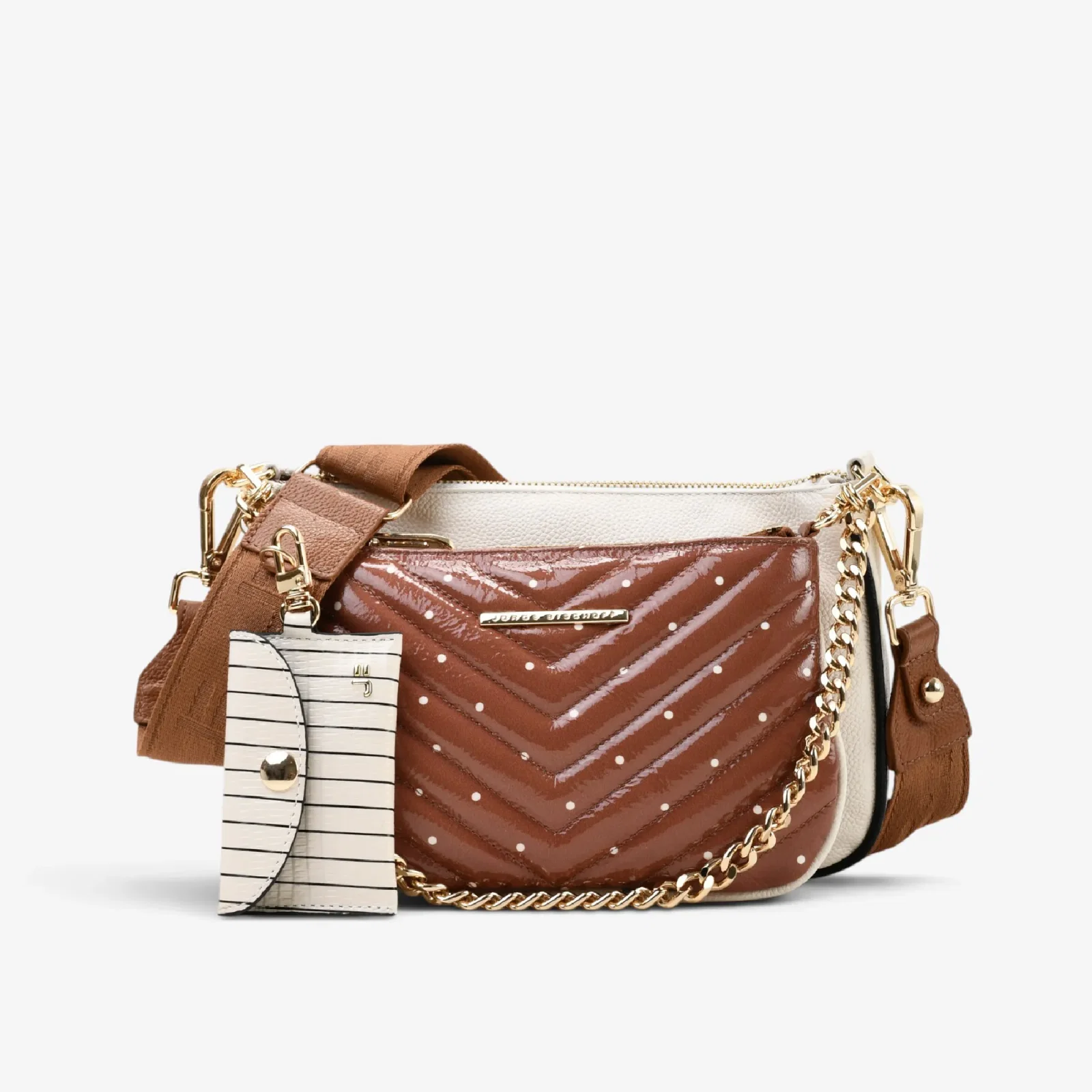 Bolsa Infinita Transversal Off White Algodão Couro — imagem 1