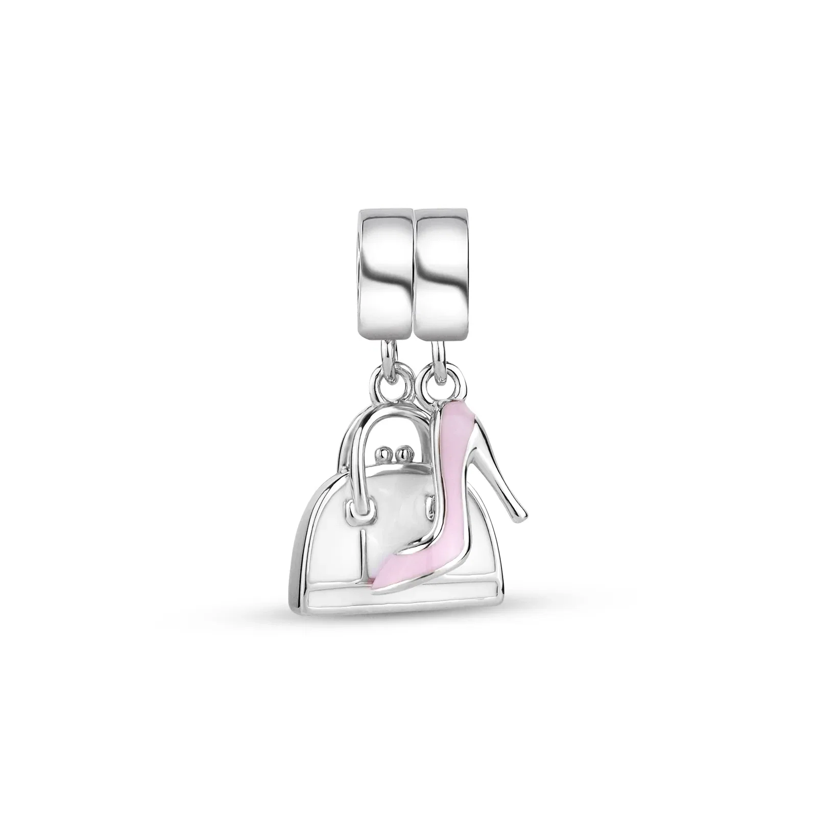 Pingente Life Fashion Bolsa e Sapato em Prata 925 Esmaltado