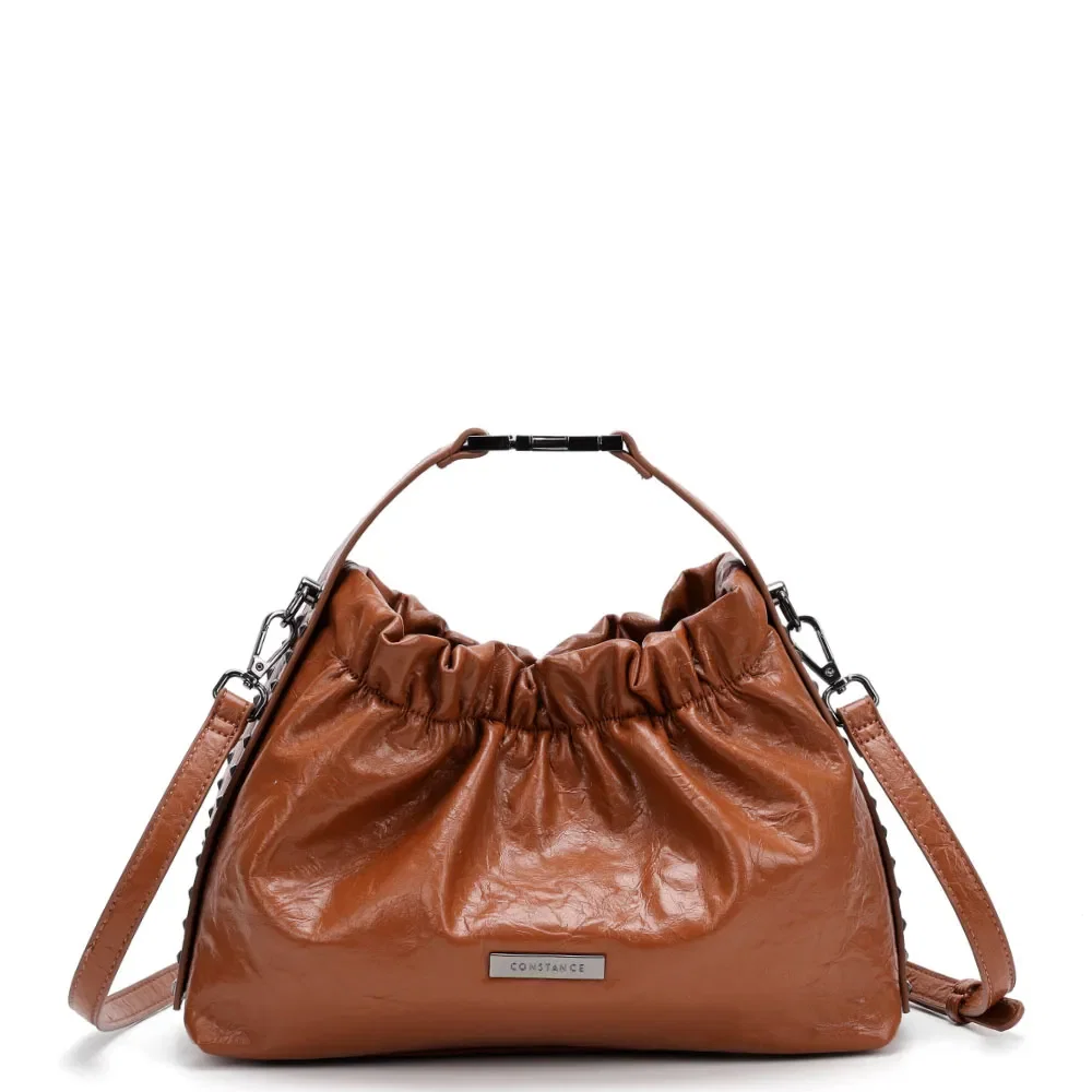 Bolsa Pequena Verniz Amassado Caramelo