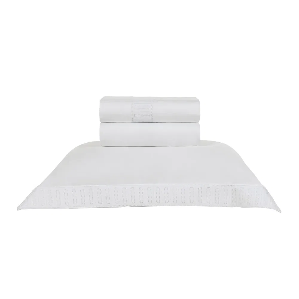 Jogo de Cama Solteiro 100% Algodão Egípcio Mantova Branco — imagem 1