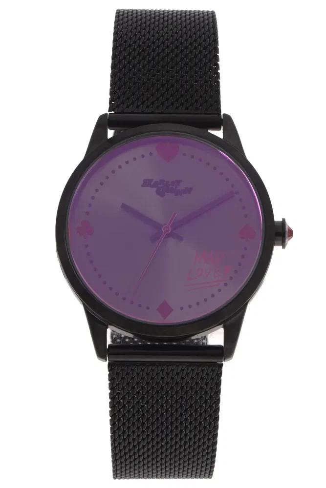 Relógio Analógico Feminino DC Comics Harley Quinn Metal Preto