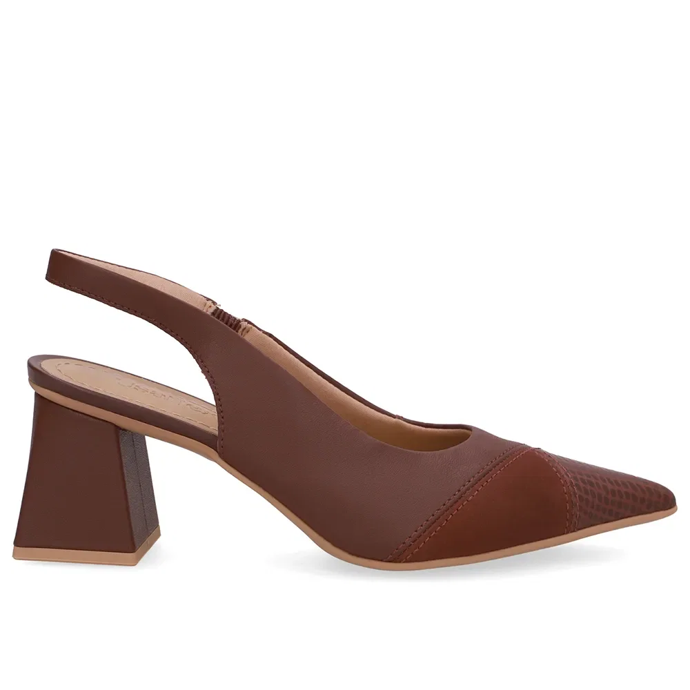 Slingback Vermelho Bico Fino Couro — imagem 1