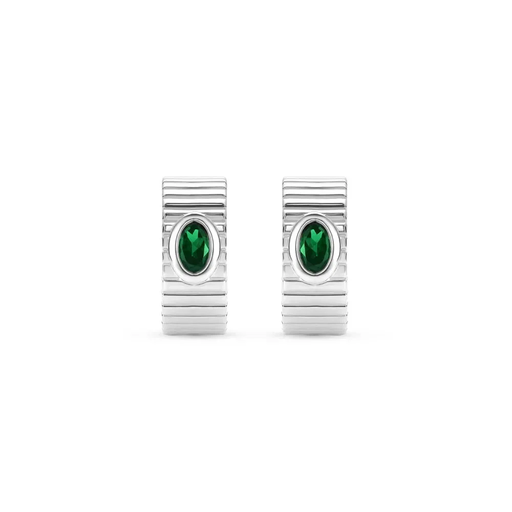 Argola Gomos Color em Prata 925 com Turmalina Verde, 17,6mm — imagem 1