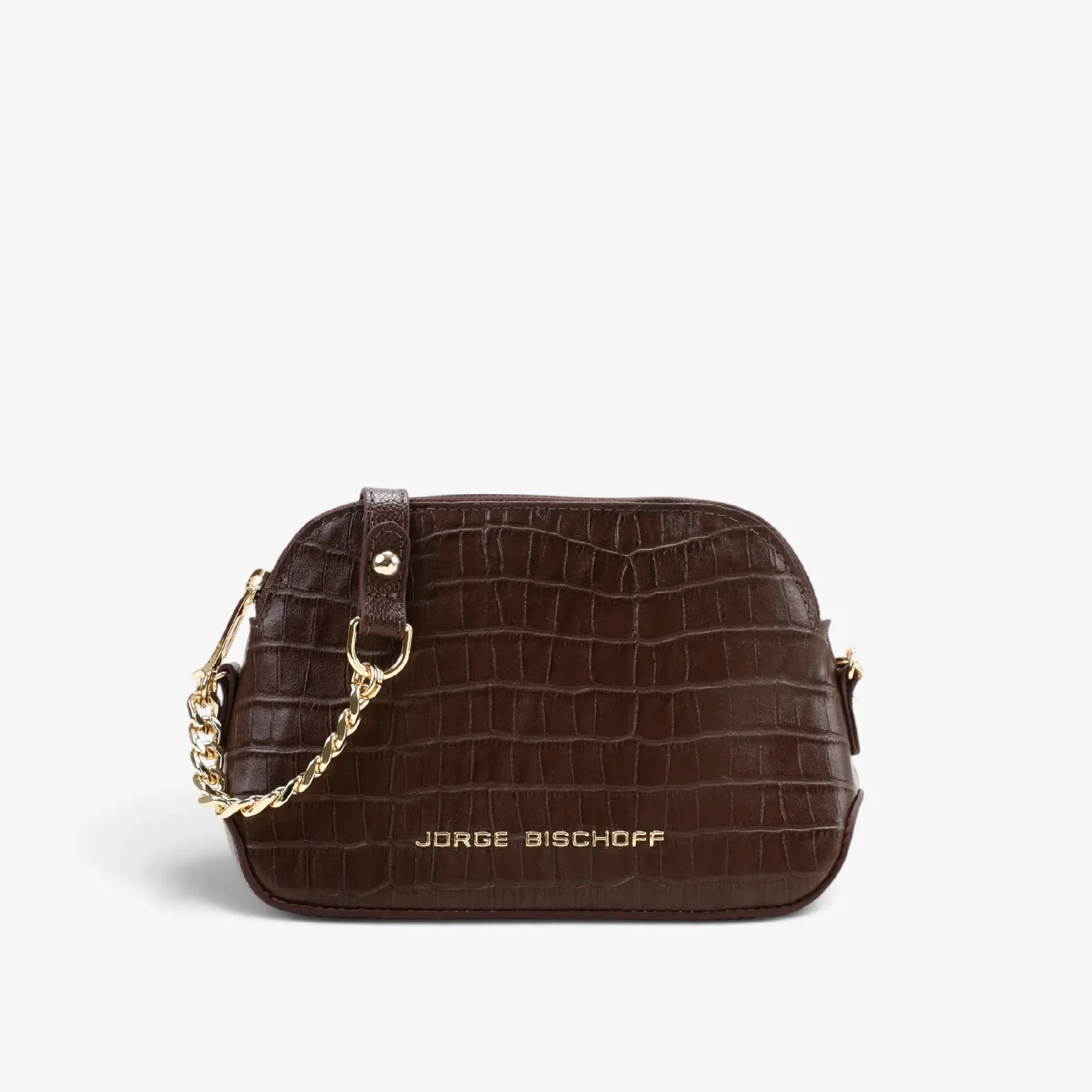 Bolsa Transversal Marrom Café Couro Croco