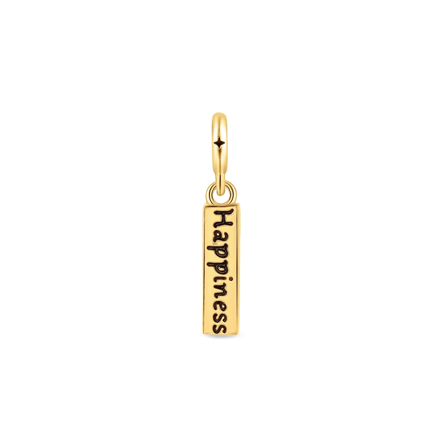Pingente Life Wishes Placa Happiness Love em Prata 925 com Banho de Ouro Amarelo 18k — imagem 1