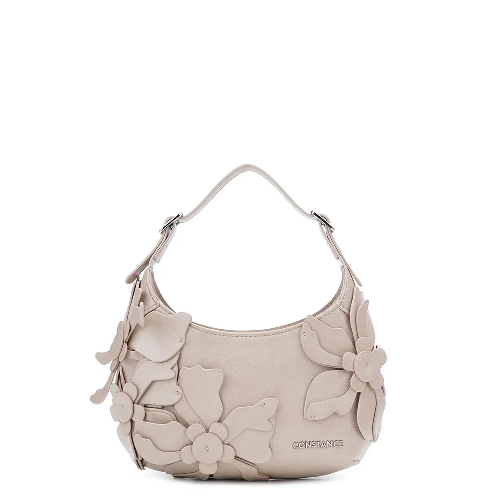 Bolsa Pequena Flores Bege — imagem 1