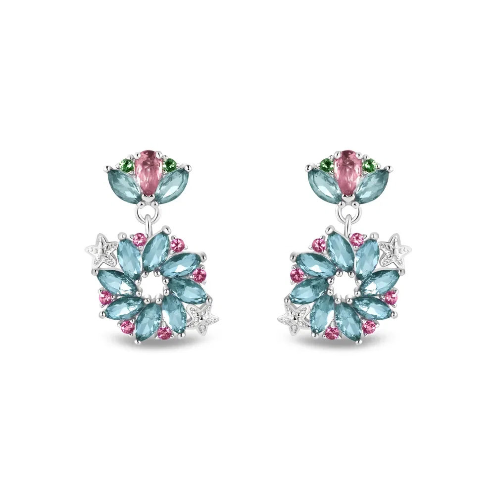 Brinco Life A Pequena Sereia Prata Cristal Azul e Rosa — imagem 1